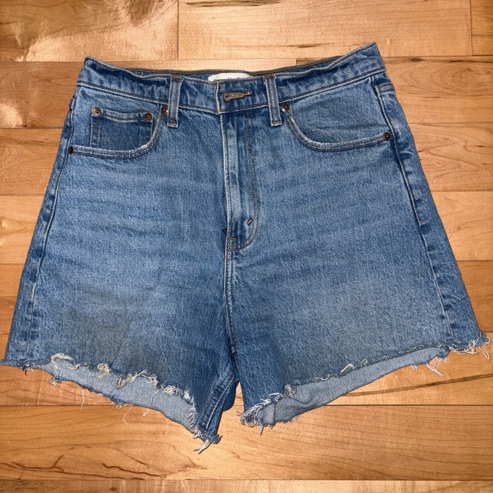 Abercrombie & Fitch High Rise Blue Denim Shorts